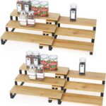 Addreen Four-Layer Expandable Eco-Friendly Multifunctional Save Space Bamboo Spice Rack Kitchen Organization Storage Holders