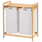 Addreen Freestanding Bamboo Laundry Organizer Dirty Laundry Hamper for Bathroom Living Room Premium Natural Material Basket Bag