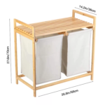 Addreen Freestanding Bamboo Laundry Organizer Dirty Laundry Hamper for Bathroom Living Room Premium Natural Material Basket Bag - Image 3
