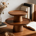 Addreen Handmade Acacia Wood Pedestal Fruit Bowl Decorative Table Centerpiece for Living Room Kitchen Counter - Image 2