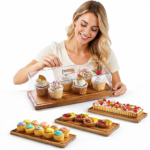 Addreen Homesphere Acacia Wood Cake Display Stand With Charcuterie Board Lid Large Rectangular Serving Platter Multi Functional