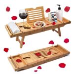 Addreen Hot Product Waterproof Luxury Caddy Tray Bathtub Rack Wood Bath Table Bamboo Bathtub Tray - Image 2