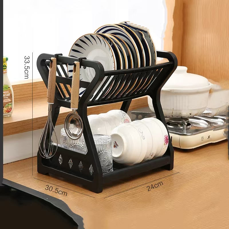 Addreen Modern 2 Tier Wrought Iron Dish Drying Rack Portable Kitchen Counter Organizer01 Addreen Modern 2 Tier Wrought Iron Dish Drying Rack Portable Kitchen Counter Organizer - Image 1
