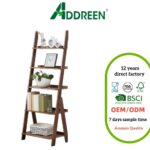 Addreen Modern China Bamboo Ladder Shelf Bookcase 5-Layer Durable Multifunctional Sustainable Folding Rack Free Standing Storage