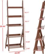 Addreen Modern China Bamboo Ladder Shelf Bookcase 5-Layer Durable Multifunctional Sustainable Folding Rack Free Standing Storage - Image 2