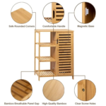 Addreen Modern Free Standing 3 Layers Bamboo Wooden Bathroom Cabinet Towel Storage Rack With Shutter Door and 3 -tier Rack - Image 3