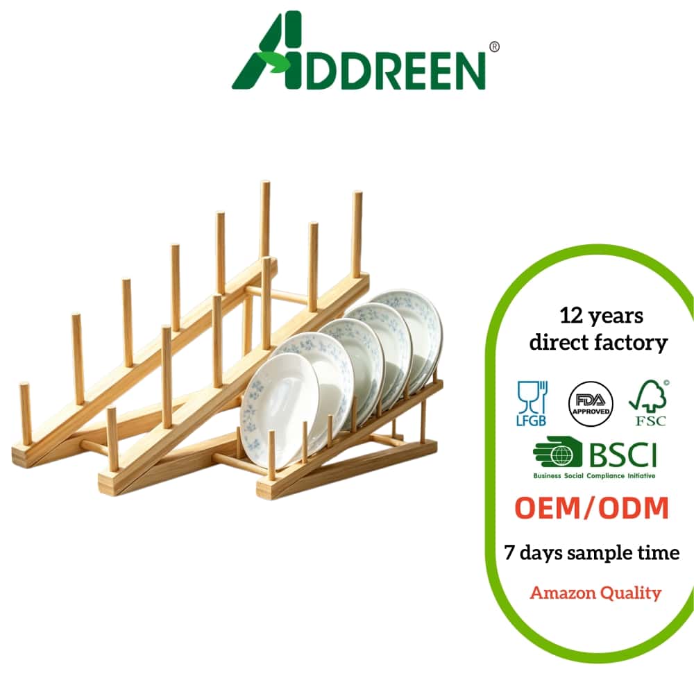 Addreen Multi Layer 5 Pack Bamboo Plate Holder Waterproof Portable Table Display Rack Ideal01 Addreen Multi Layer 5 Pack Bamboo Plate Holder Waterproof Portable Table Display Rack Ideal - Image 1