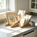 Addreen Multi Layer 5 Pack Bamboo Plate Holder Waterproof Portable Table Display Rack Ideal - Image 2