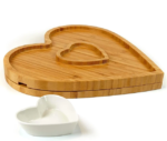 Addreen Multi-purpose Bamboo Cheese Board and Knife Set Heart Charcuterie Board Cheese Board Set With Knives - Image 2