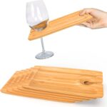 Addreen Multifunctional Bamboo Appetizer Plates With Wine Glass Holder Serving Platters Tray Convenient to Carry