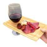 Addreen Multifunctional Bamboo Appetizer Plates With Wine Glass Holder Serving Platters Tray Convenient to Carry - Image 3