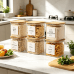 Addreen Natural Eco Friendly Square Bamboo Jar Lid Airtight Seal Bamboo Cover Household 149 OZ Container Top - Image 2