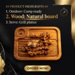 Addreen Natural Grain Acacia Wood Carnivore Cutting Board Thick Solid Wood Meat Serving Tray With Deep Grooves Portable Hidden - Image 2