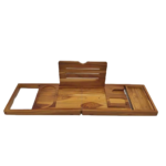 Addreen New Design Acacia Wood Bath Adjustable Handmade Multifunctional Collapsible Bathroom Utensil Holder Tray