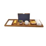 Addreen New Design Acacia Wood Bath Adjustable Handmade Multifunctional Collapsible Bathroom Utensil Holder Tray - Image 2