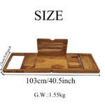 Addreen New Design Acacia Wood Bath Adjustable Handmade Multifunctional Collapsible Bathroom Utensil Holder Tray - Image 3