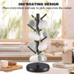 Addreen New Upgraded Rotated 8 Hooks Coffee Cup Holder for Counter and Coffee Bar Accessories and Wood Mug Rack Standing - Image 2