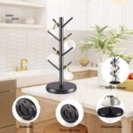 Addreen New Upgraded Rotated 8 Hooks Coffee Cup Holder for Counter and Coffee Bar Accessories and Wood Mug Rack Standing - Image 3