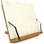 Addreen Portable Lightweight Bamboo Bookstand Adjustable Book Holder Paper Clip Tray Hard-Wearing Stable Desk Bookends Cookbooks - Image 3