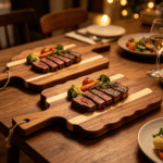 Addreen Premium Solid Acacia Wood Handheld Chopping Board Set Scalloped Edge Design Kitchen Cutting Tray - Image 2