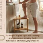 Addreen Rustic Lightweight 2-Tier Bamboo Corner Shower Stool & Shelf Towel Bar-Bathroom Storage Organizer for Small Spaces - Image 3