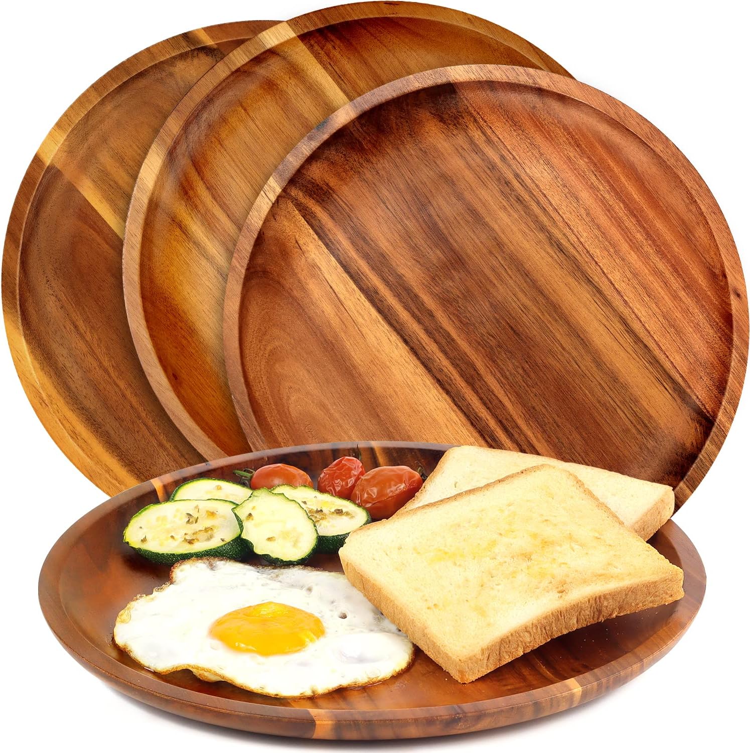 Addreen Set 4 11-inch Acacia Wood Dinner Plates Disposable Classic Easy Cleaning Lightweight Dishes Housewarming Wood Tray Party01 Addreen Set 4 11-inch Acacia Wood Dinner Plates Disposable Classic Easy Cleaning Lightweight Dishes Housewarming Wood Tray Party - Image 1