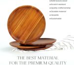 Addreen Set 4 11-inch Acacia Wood Dinner Plates Disposable Classic Easy Cleaning Lightweight Dishes Housewarming Wood Tray Party - Image 2
