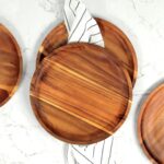 Addreen Set 4 11-inch Acacia Wood Dinner Plates Disposable Classic Easy Cleaning Lightweight Dishes Housewarming Wood Tray Party - Image 3