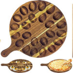 Addreen Simple Modern Deviled Egg Platter Acacia Wood Reversible 24-Hole Egg Holder Charcuterie Board Serving Tray Home Kitchen