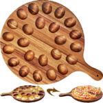 Addreen Simple Modern Deviled Egg Platter Acacia Wood Reversible 24-Hole Egg Holder Charcuterie Board Serving Tray Home Kitchen - Image 2