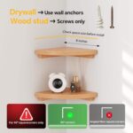 Addreen Solid Oak Floating Corner Shelves 1-Pack Modern Wall Mounted Wooden Display Storage Rack Durable Sustainable Non-Folding - Image 2