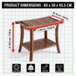 Addreen Solid Teak Corner Shower Bench With Lower Storage Shelf 300 LBS Weight Capacity Waterproof Non Slip Shower Stool - Image 3
