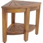 Addreen Teak Natural 15.5 Kai Corner Shower Bench with Shelf Mail Packed Bathroom Furniture
