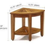Addreen Teak Natural 15.5 Kai Corner Shower Bench with Shelf Mail Packed Bathroom Furniture - Image 2