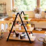 Addreen Three-Tier Bamboo Wood Ladder Serving Station Tray Set Double-Tier Wooden Cake Stands for Wedding Cakes Spice Cake Tools - Image 2