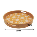 Addreen Top Selling Round Shape High Quality Customize Modern Natural Round Wooden Bamboo Snack Serving Food Tray With Handle - Image 2
