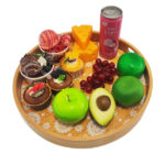 Addreen Top Selling Round Shape High Quality Customize Modern Natural Round Wooden Bamboo Snack Serving Food Tray With Handle