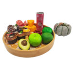 Addreen Top Selling Round Shape High Quality Customize Modern Natural Round Wooden Bamboo Snack Serving Food Tray With Handle - Image 3