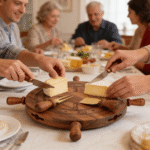 Addreen Ustic Carved Natural Wood Platter for Round Cheese Board and Tool Set - Image 3