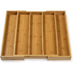 Addreen Wholesale Bamboo Cutlery Organizer Modern Rectangle Kitchen Drawer Tray Expandable Cutlery Tray for Kitchen Organization