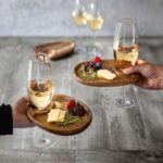 Addreen Wholesale Custom Acacia Wood Serving Tray with Wine Glass Holder Bamboo Wooden Snack Plates for Holiday Party - Image 2