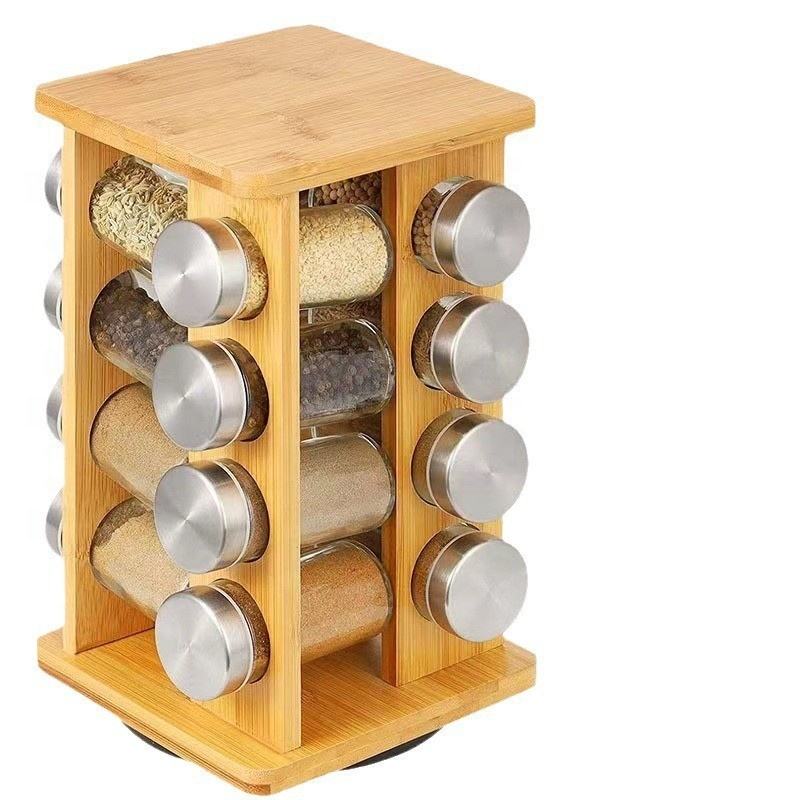 Addreen Wholesale Modern Durable Kitchen Desktop Multifunctional Spice Jars Organizer 4 Tiers 16 Cans Bamboo Storage Rack01 Addreen Wholesale Modern Durable Kitchen Desktop Multifunctional Spice Jars Organizer 4 Tiers 16 Cans Bamboo Storage Rack - Image 1
