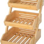 Addreen Wholesale Rectangle 3-Tier Bamboo Fruit Shelf Kitchen Countertop Vegetable Storage Rack Large Bamboo Fruit Basket