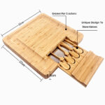 Addreen Wholesale Solid Wood Charcuterie Bamboo Rectangle Cheese Cutting Board Tool and Knife Set - Image 3