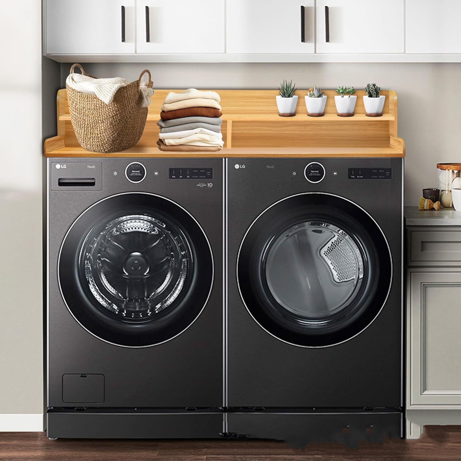 Addreen Wood Vanity Top Washer and Dryer Countertop Laundry Wood Washer and Dryer Topper Washing Machine Shelf Washer Tray01 Addreen Wood Vanity Top Washer and Dryer Countertop Laundry Wood Washer and Dryer Topper Washing Machine Shelf Washer Tray - Image 1