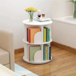 Addreen Wooden Bookcase Storage Cabinet Bookcases Bookshelves Rotating Corner Bookshelf Library Furniture - Image 2