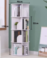 Addreen Wooden Bookcase Storage Cabinet Bookcases Bookshelves Rotating Corner Bookshelf Library Furniture - Image 3