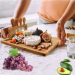 AddreenPremium Round Rectangle Square Bamboo Charcuterie Board Cheese Cutting Board With Cutlery Set Bamboo Cheese Board Knife - Image 2