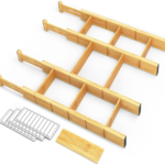 Adjustable Bamboo Single Tier Kitchen & Living Room Office Multi-Purpose Drawer Divider Organizer