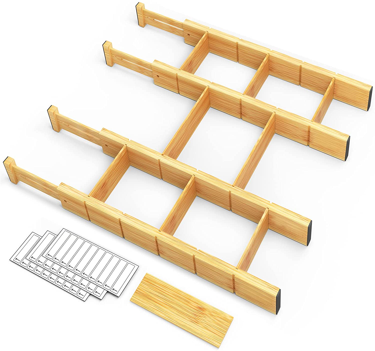 Adjustable Bamboo Single Tier Kitchen & Living Room Office Multi-Purpose Drawer Divider Organizer01 Adjustable Bamboo Single Tier Kitchen & Living Room Office Multi-Purpose Drawer Divider Organizer - Image 1